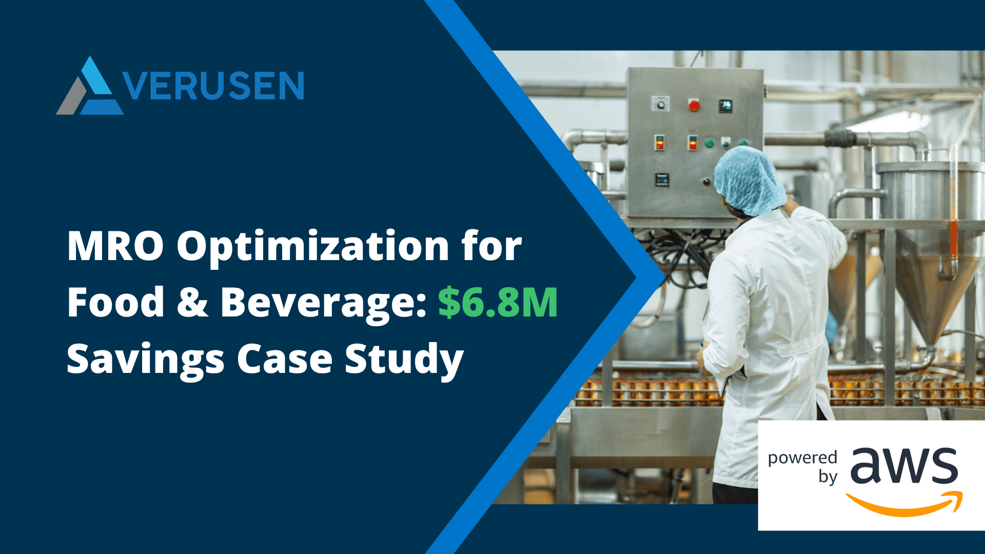Food manufacturing worker monitoring equipment with AI-driven MRO inventory management on AWS.