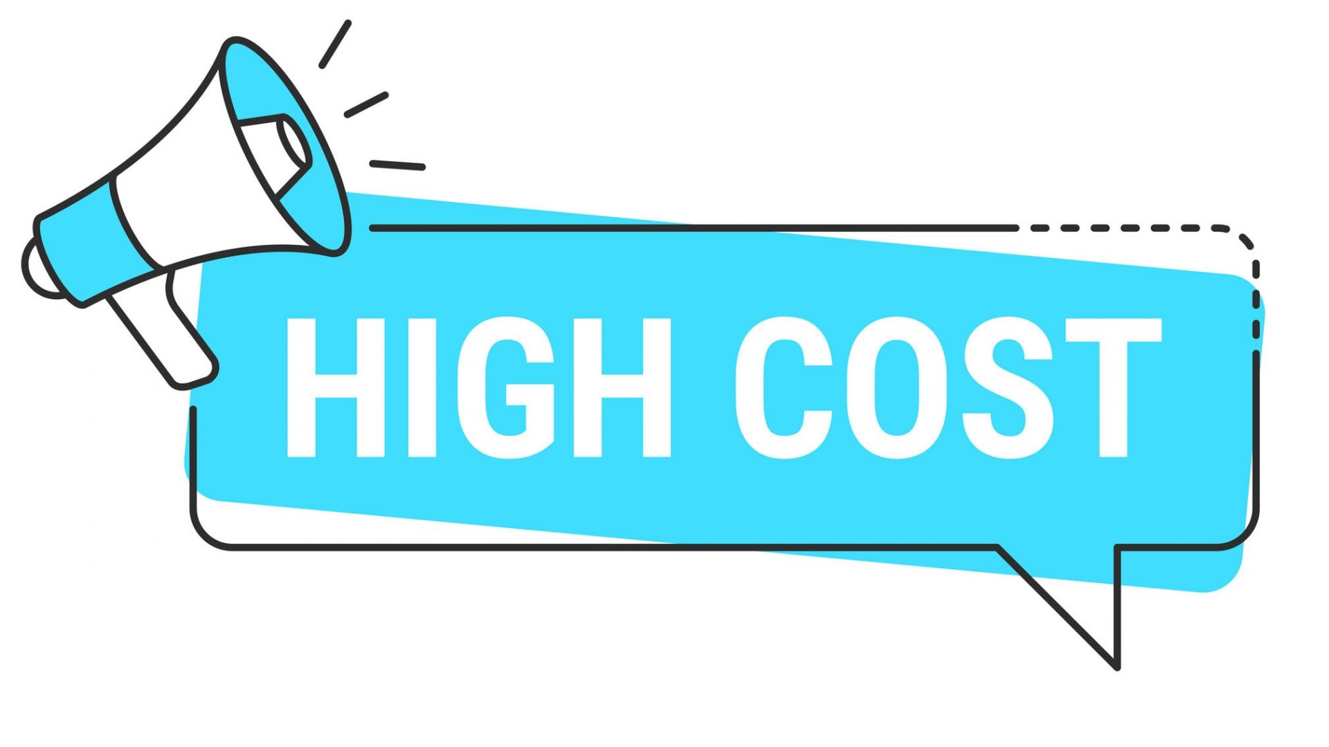 Megaphone with High Cost text, highlighting inventory and data challenges.