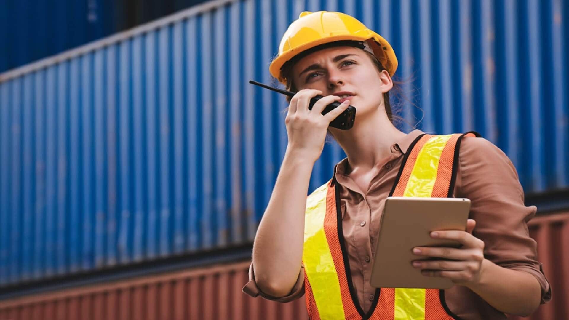 Woman wearing a hard hat